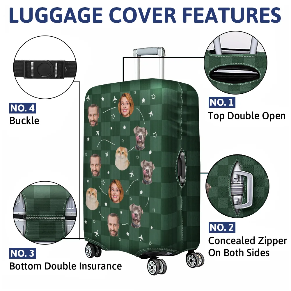 Custom Photo Funny Family Pet Faces - Personalized Luggage Cover - Image 5