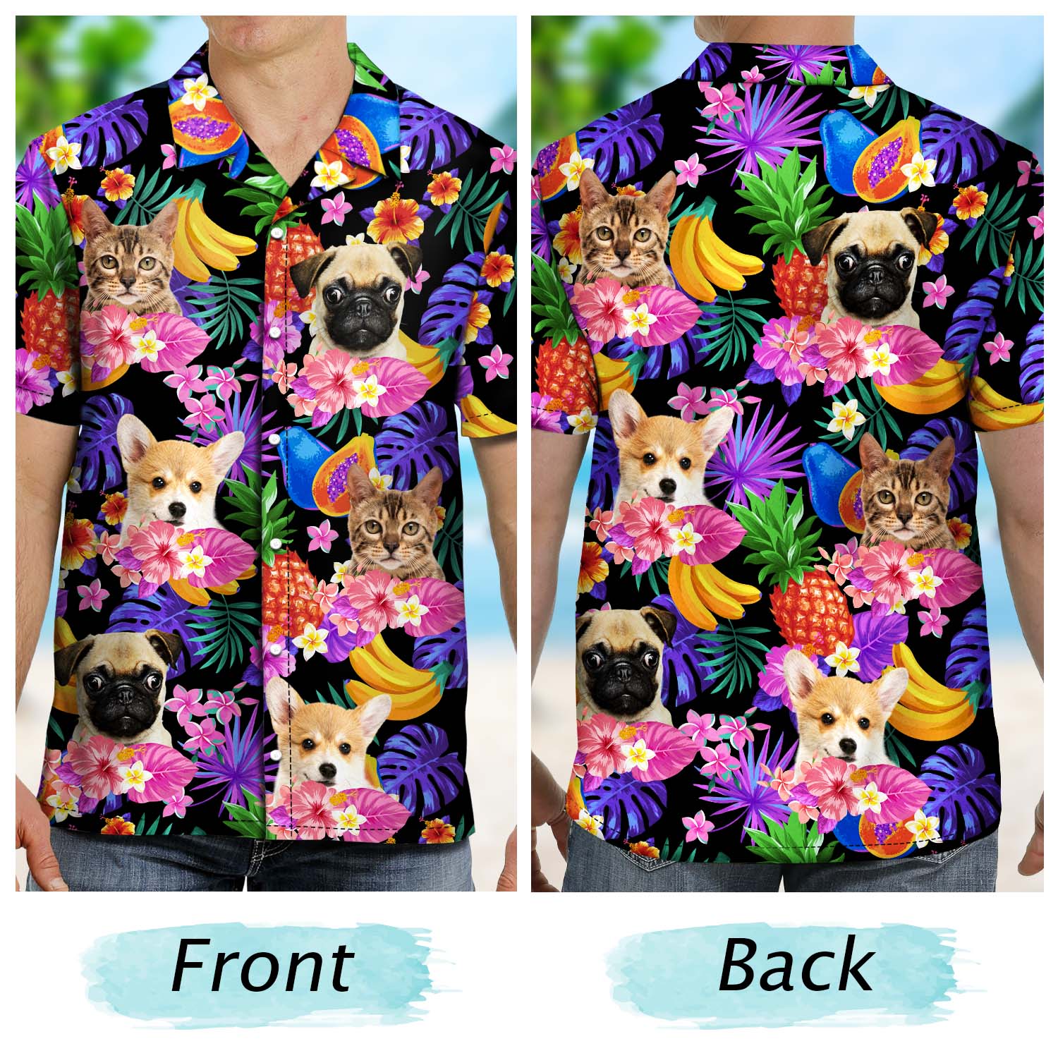 Custom Photo Funny Family Pet Tropical - Gift For Pet Lovers, Dog Lovers, Cat Lovers - Personalized Custom Hawaiian Shirt - Image 4