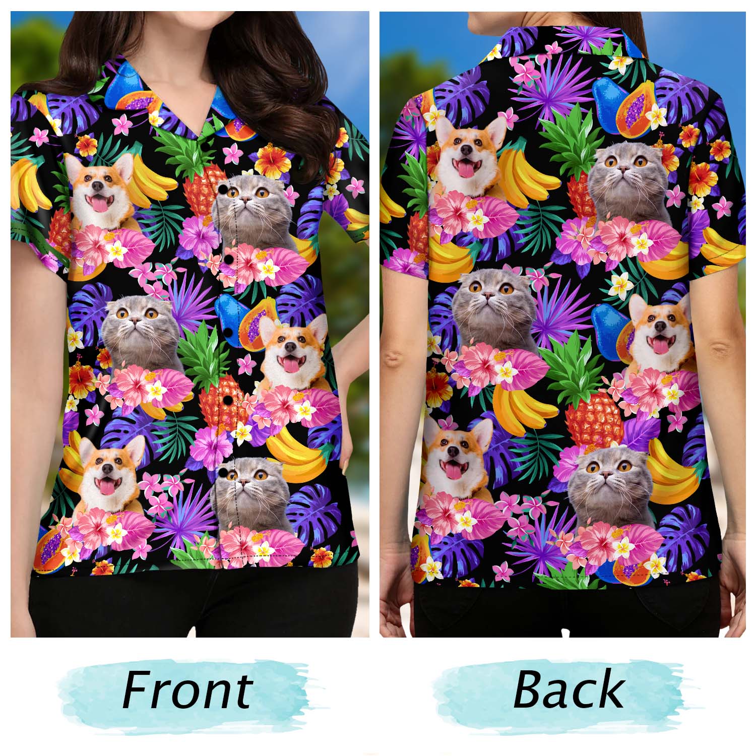 Custom Photo Funny Family Pet Tropical - Gift For Pet Lovers, Dog Lovers, Cat Lovers - Personalized Custom Hawaiian Shirt - Image 5