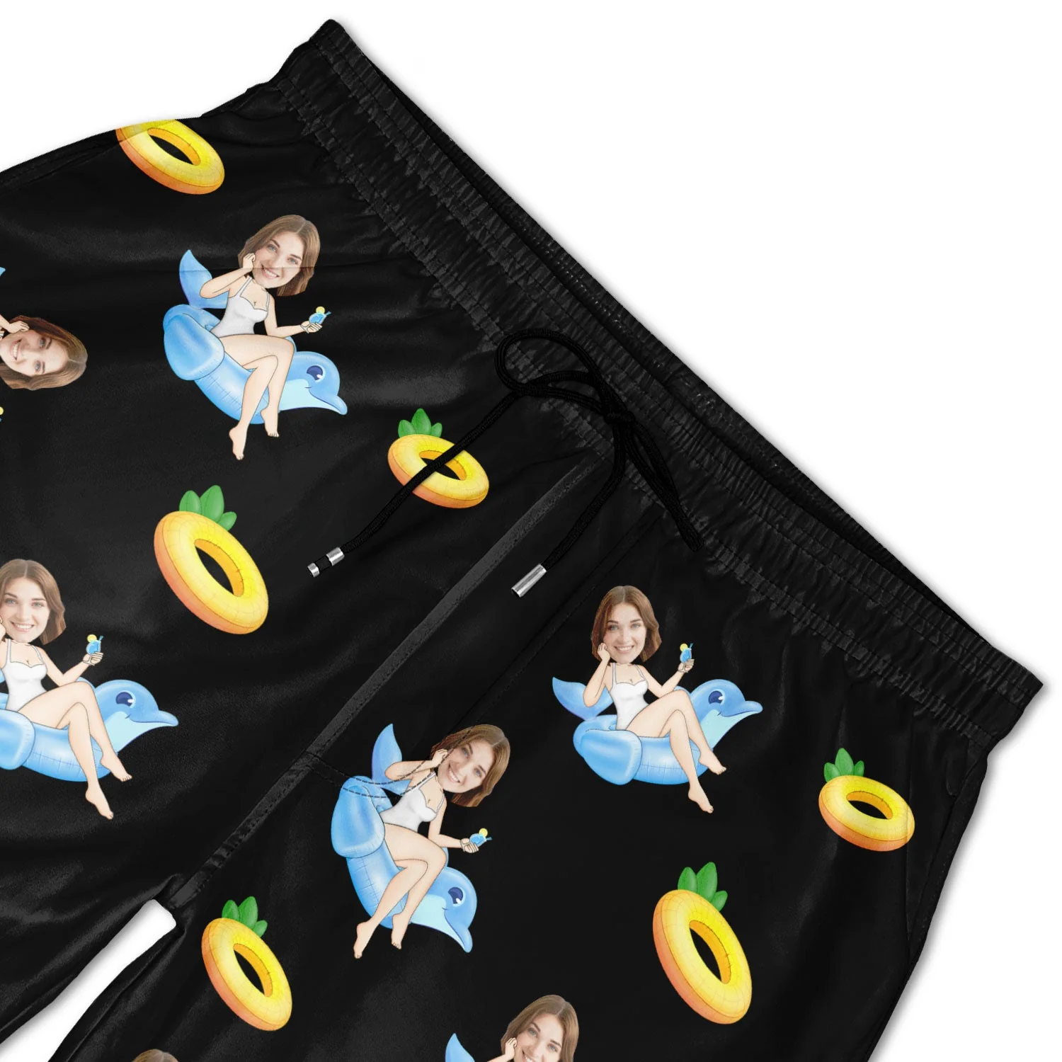 Custom Photo Funny Girlfriend Wife On Flamingo - Gift For Boyfriend, Husband - Personalized Unisex Beach Shorts - Image 6
