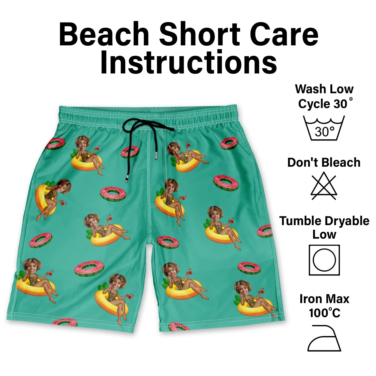 Custom Photo Funny Girlfriend Wife On Flamingo - Gift For Boyfriend, Husband - Personalized Unisex Beach Shorts - Image 7