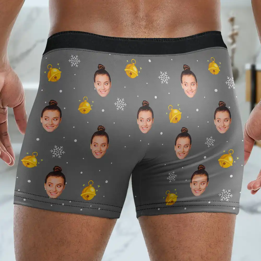 Custom Photo Funny Go Ahead Jingle My Bells - Personalized Men's Boxer Briefs - Image 5