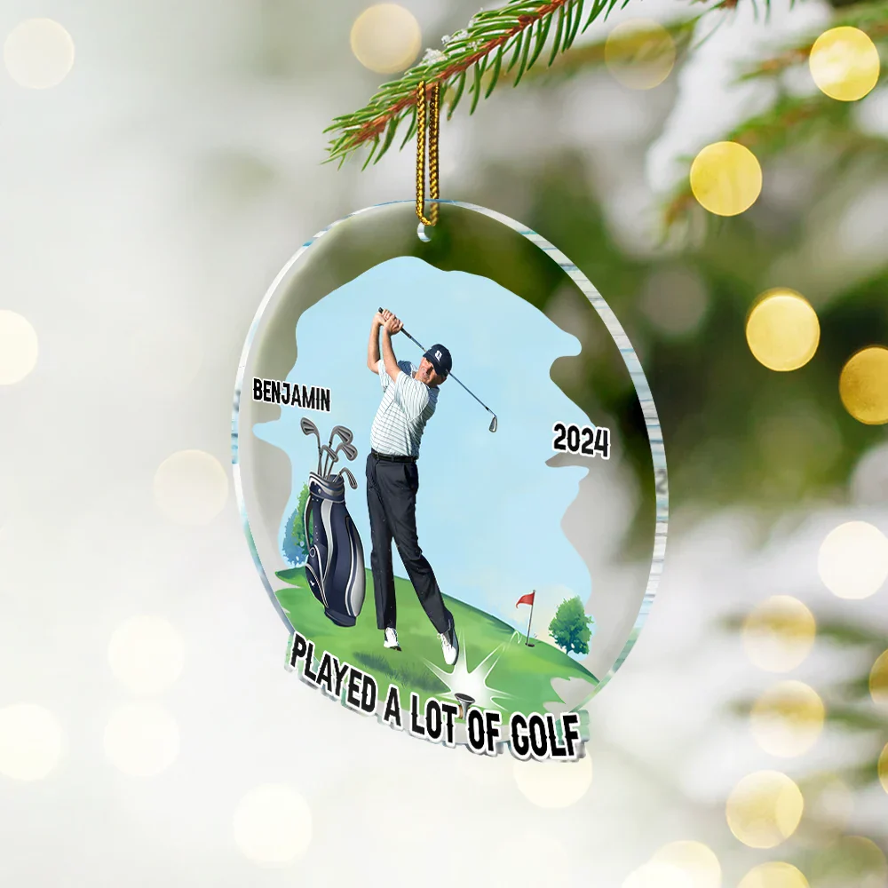 Custom Photo Funny Golfer Played A Lot Of Golf - Personalized Custom Shaped Acrylic Ornament - Image 3