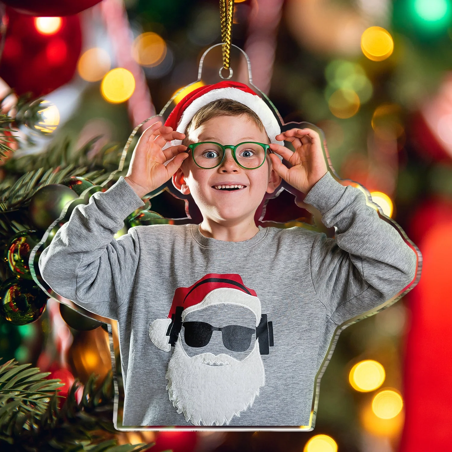 Custom Photo Funny Grandkids - Christmas Gift For Grandma, Grandpa, Grandparents - Personalized Acrylic Photo Ornament - Image 5