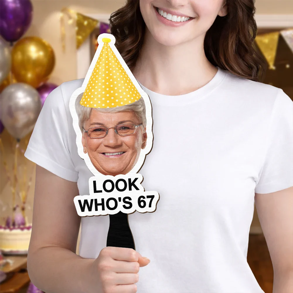 Custom Photo Funny Happy Birthday - Personalized Handheld Fan - Image 6