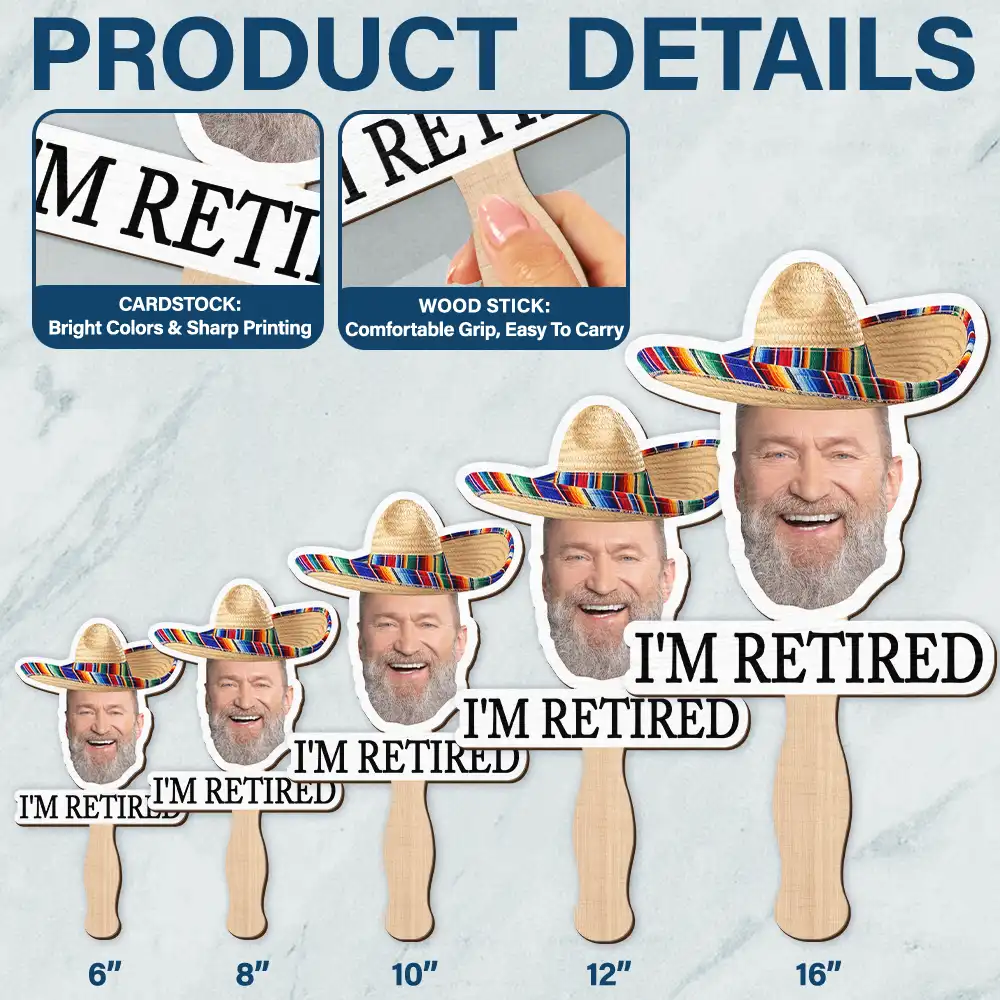 Custom Photo Funny Happy Retirement - Personalized Handheld Fan - Image 5