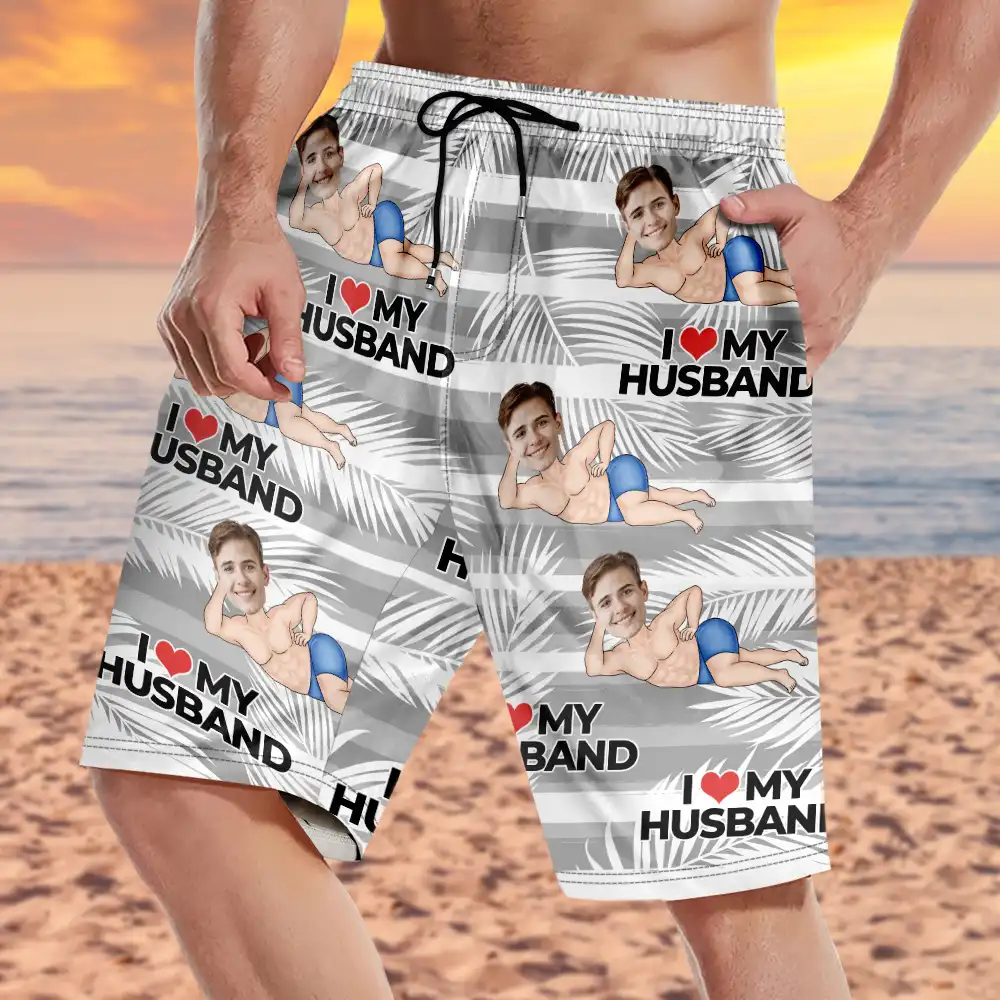 Custom Photo Funny Holiday Vacation Tropical Summer Item - Personalized Unisex Beach Shorts - Image 4