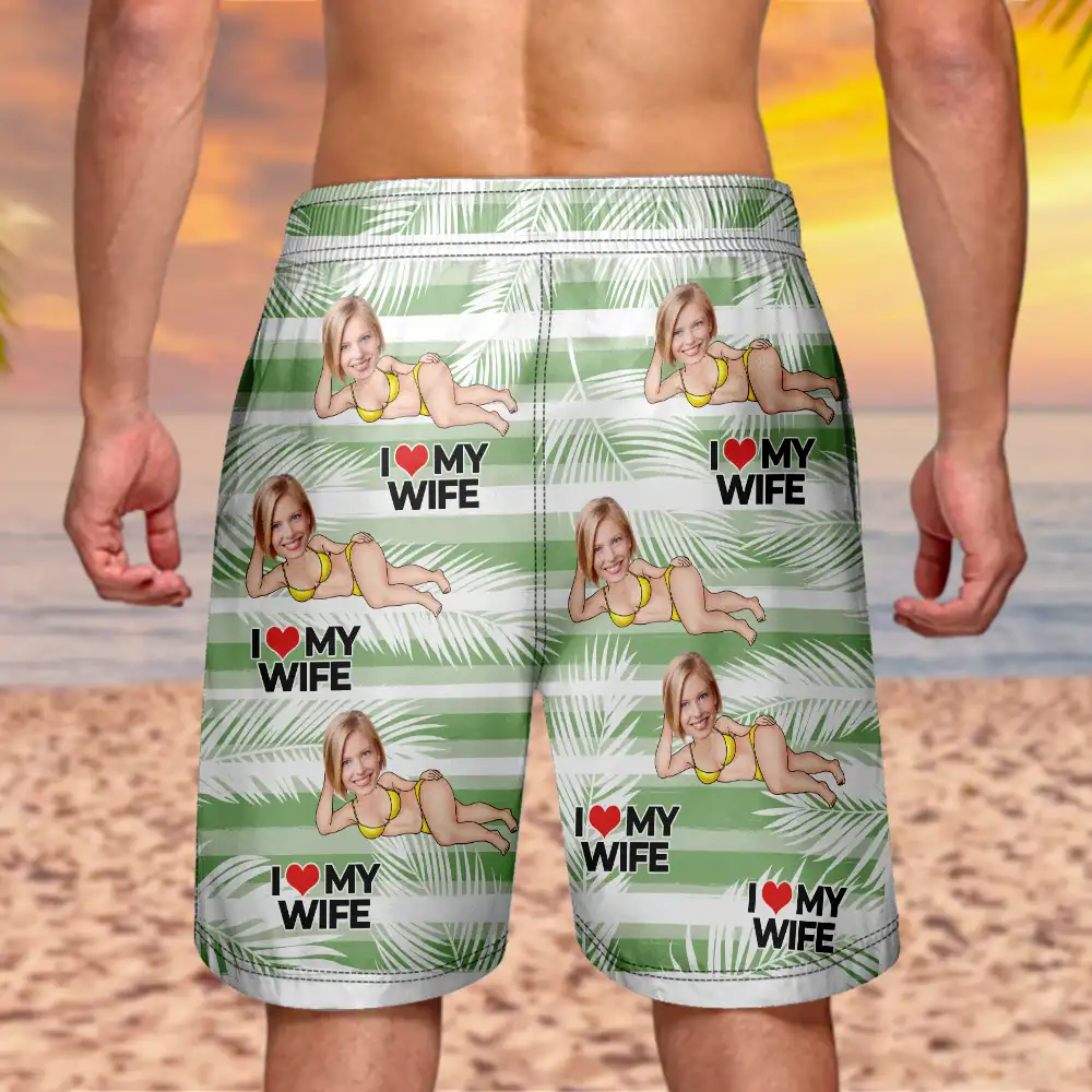 Custom Photo Funny Holiday Vacation Tropical Summer Item - Personalized Unisex Beach Shorts - Image 5