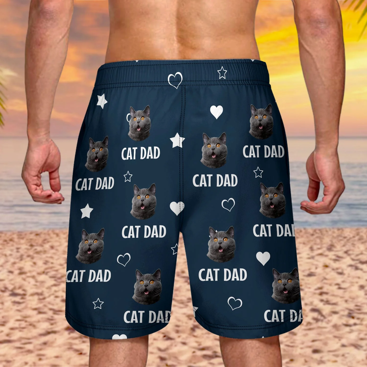 Custom Photo Funny I Love My Dad - Gift For Dog Dad, Cat Dad, Fathers, Pet Lovers - Personalized Unisex Beach Shorts - Image 5
