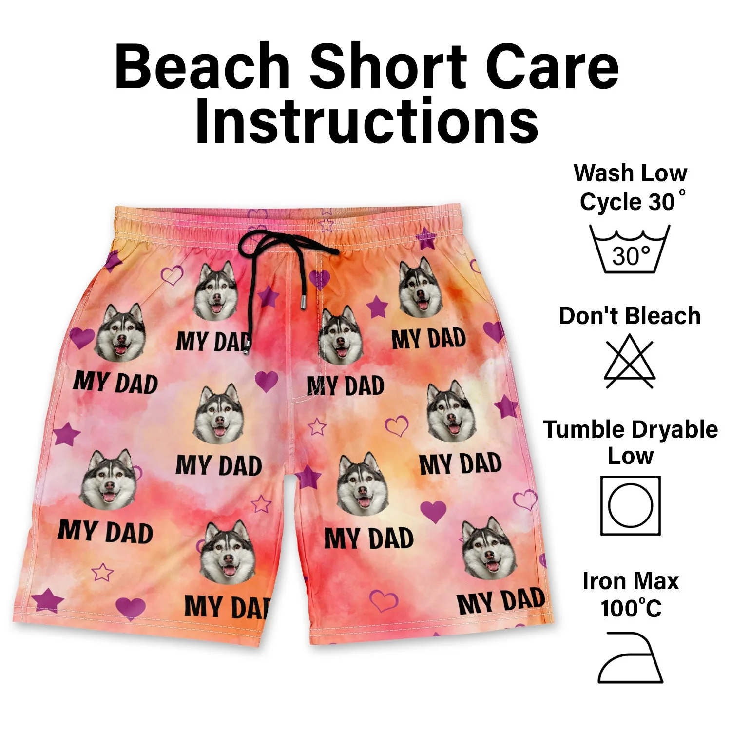 Custom Photo Funny I Love My Dad - Gift For Dog Dad, Cat Dad, Fathers, Pet Lovers - Personalized Unisex Beach Shorts - Image 7