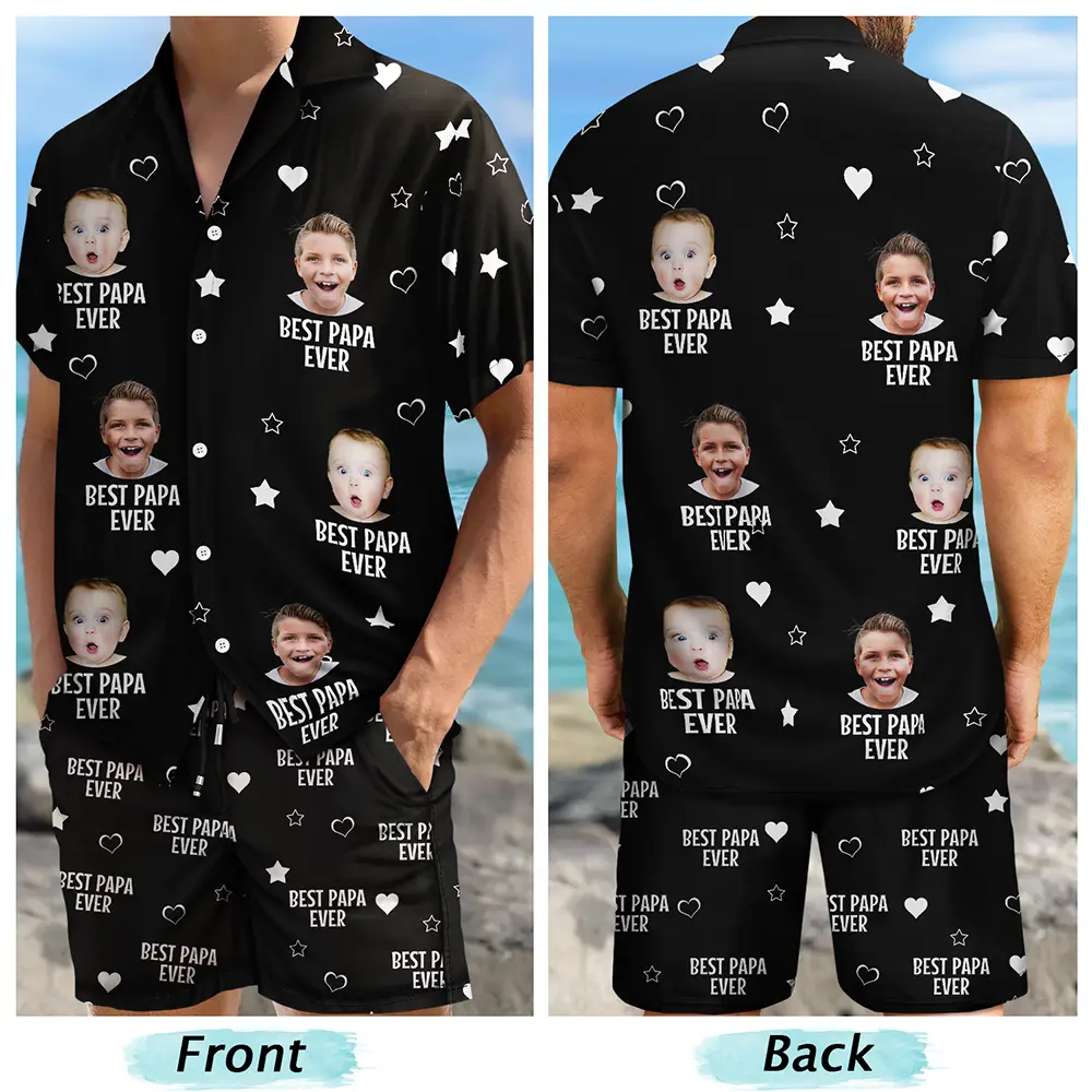 Custom Photo Funny I Love My Dad My Husband - Personalized Hawaii Set Shirt And Shorts - Image 6