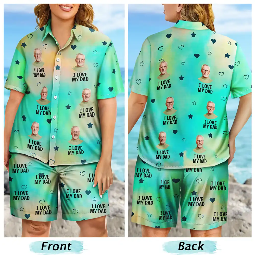 Custom Photo Funny I Love My Dad My Husband - Personalized Hawaii Set Shirt And Shorts - Image 7