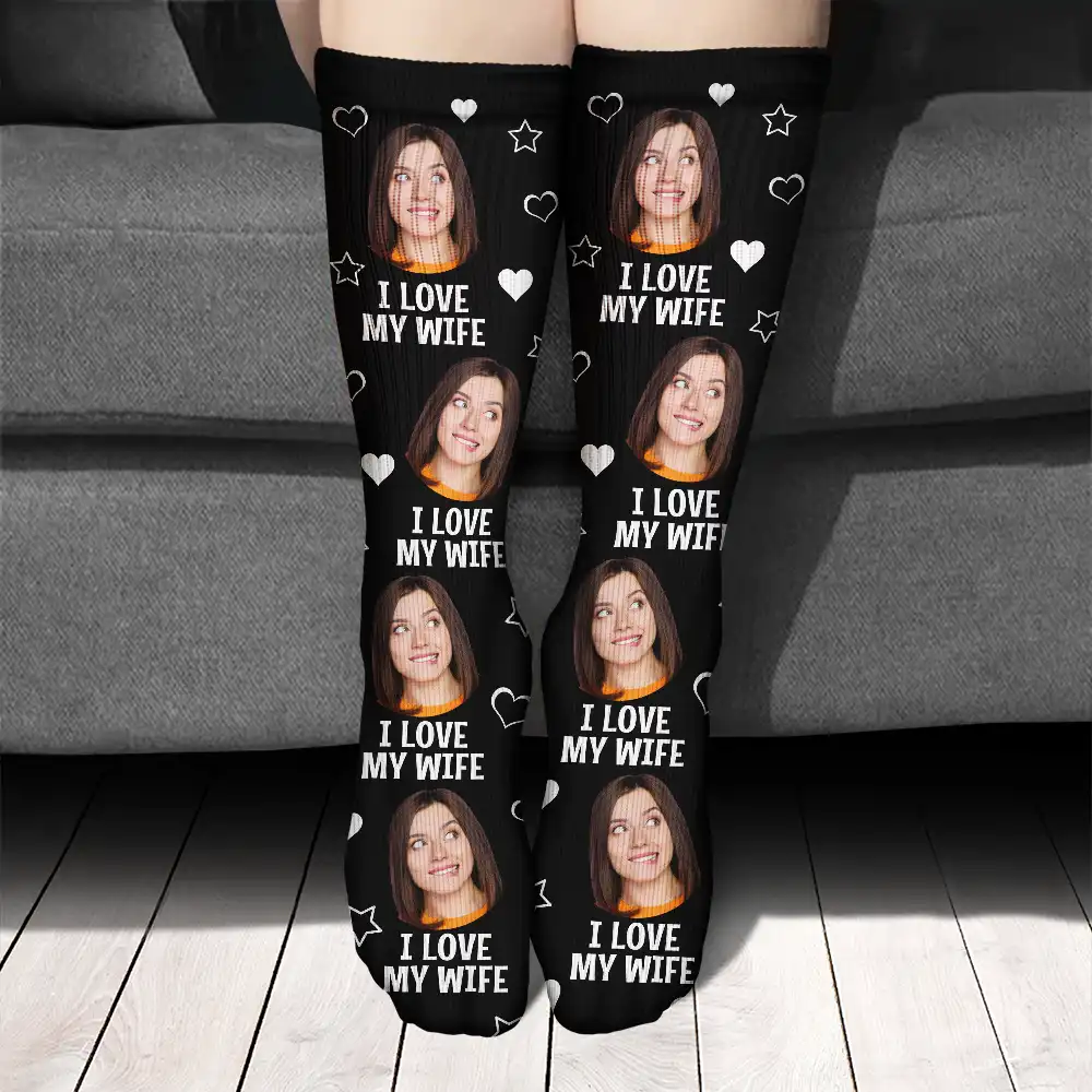 Custom Photo Funny I Love My Lover Couple - Personalized Socks - Image 4