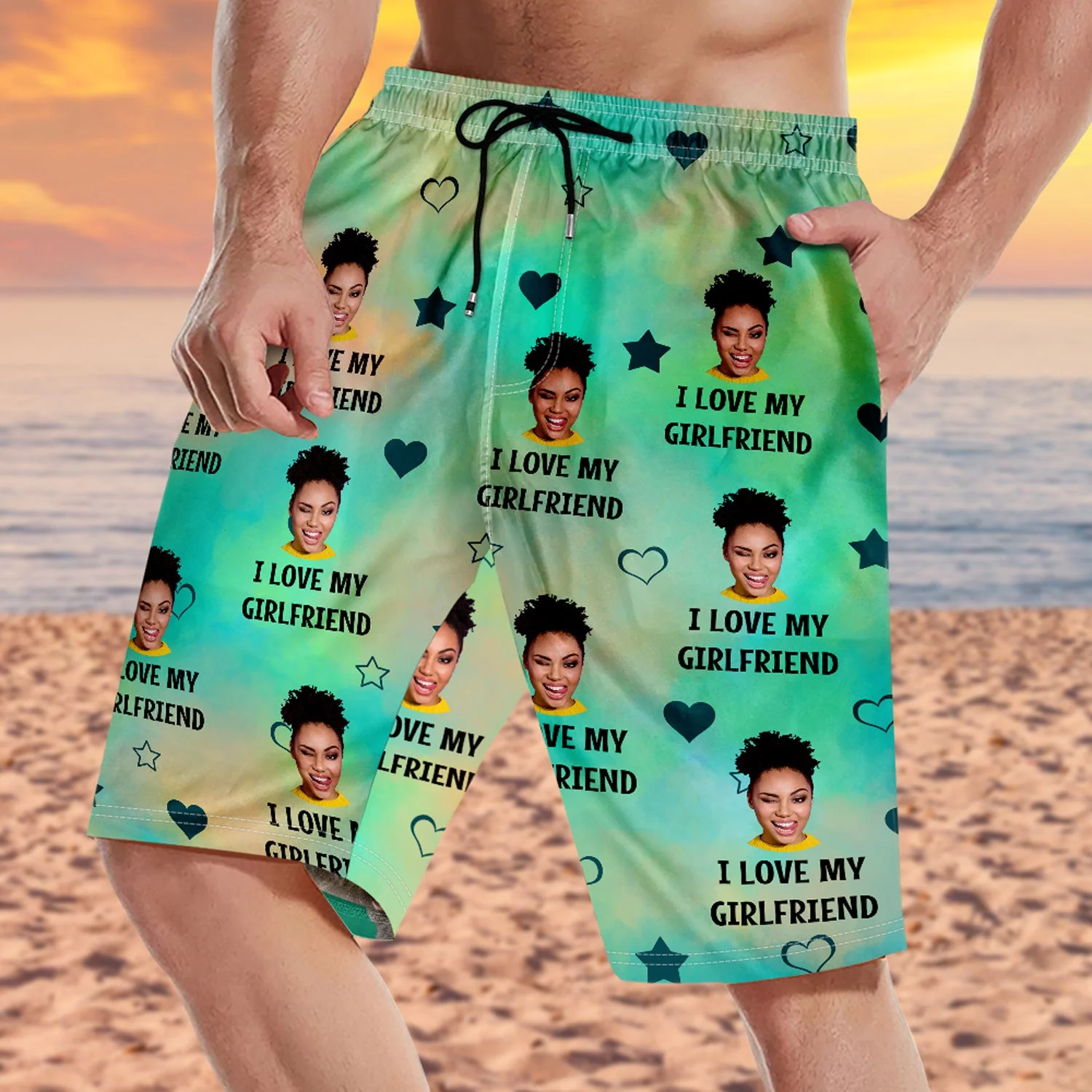 Custom Photo Funny I Love My Lover - Gift For Husband, Boyfriend - Personalized Unisex Beach Shorts - Image 4