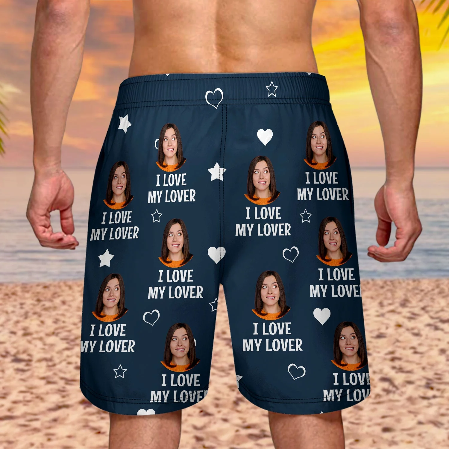 Custom Photo Funny I Love My Lover - Gift For Husband, Boyfriend - Personalized Unisex Beach Shorts - Image 5