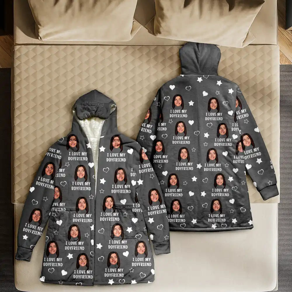 Custom Photo Funny I Love My Lover - Personalized Hooded Robe - Image 5