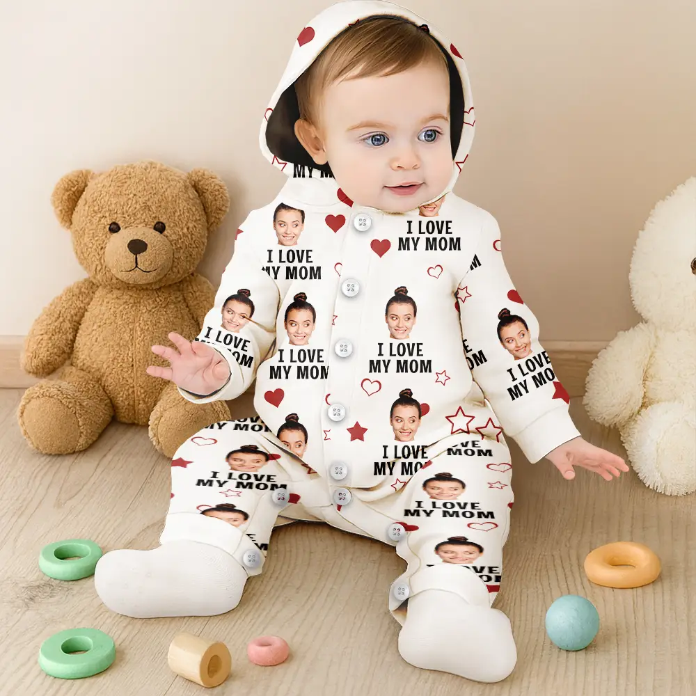 Custom Photo Funny I Love My Wife Husband - Personalized Overall Onesie Hooded Jumpsuit - Image 7