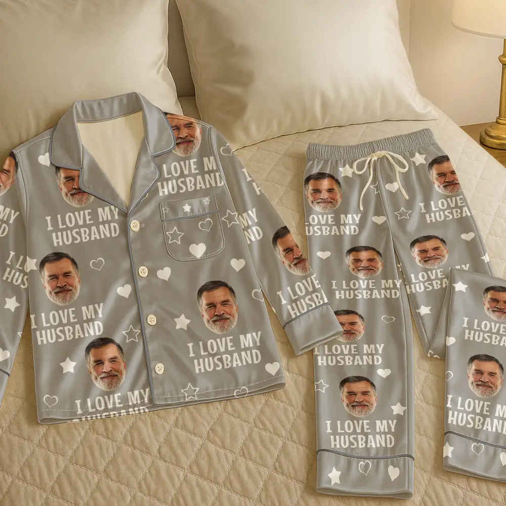 Custom Photo Funny I Love My Wife Husband - Personalized Satin Pajama Set - Image 6