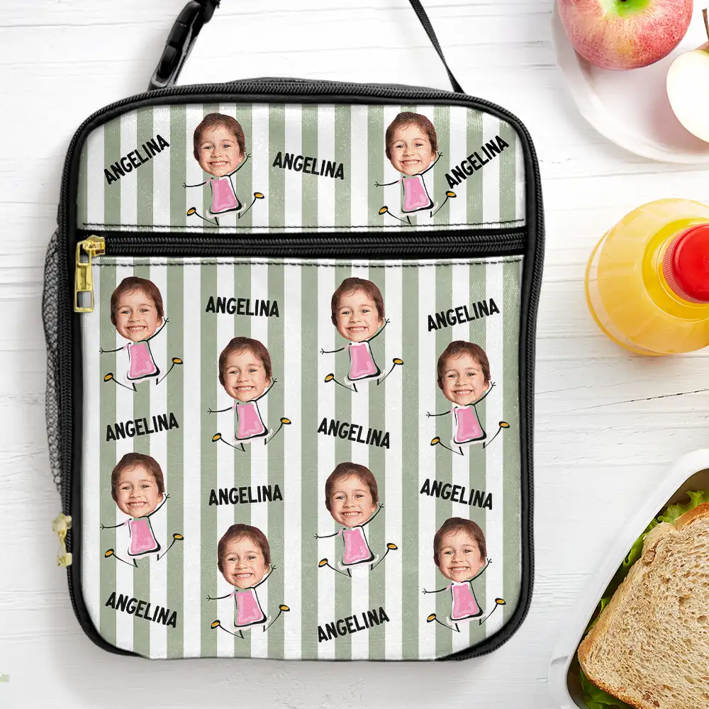 Custom Photo Funny Kid And Name - Personalized Kids Lunch Bag - Image 4