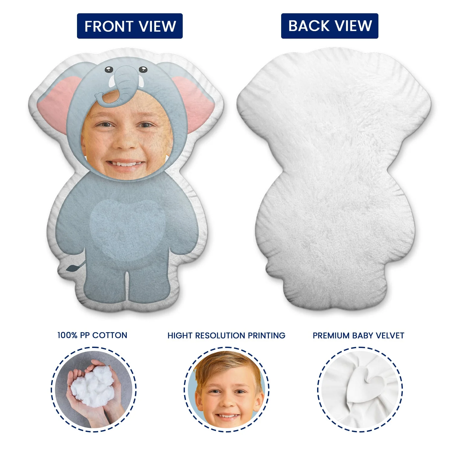 Custom Photo Funny Kid Animal Cosplay - Gift For Children, Grandkids - Personalized Custom Shaped Pillow - Image 4
