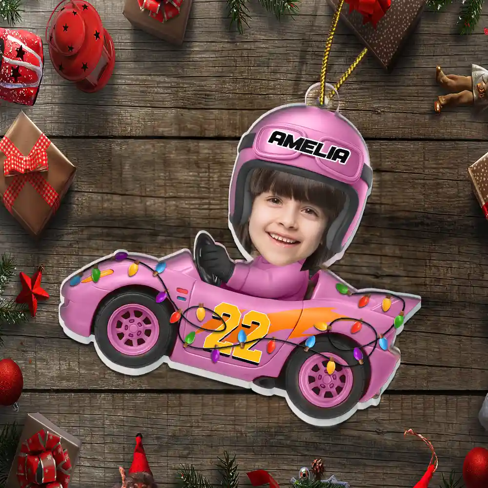 Custom Photo Funny Kid Face Car Toys - Personalized Custom Shaped Acrylic Ornament - Image 6