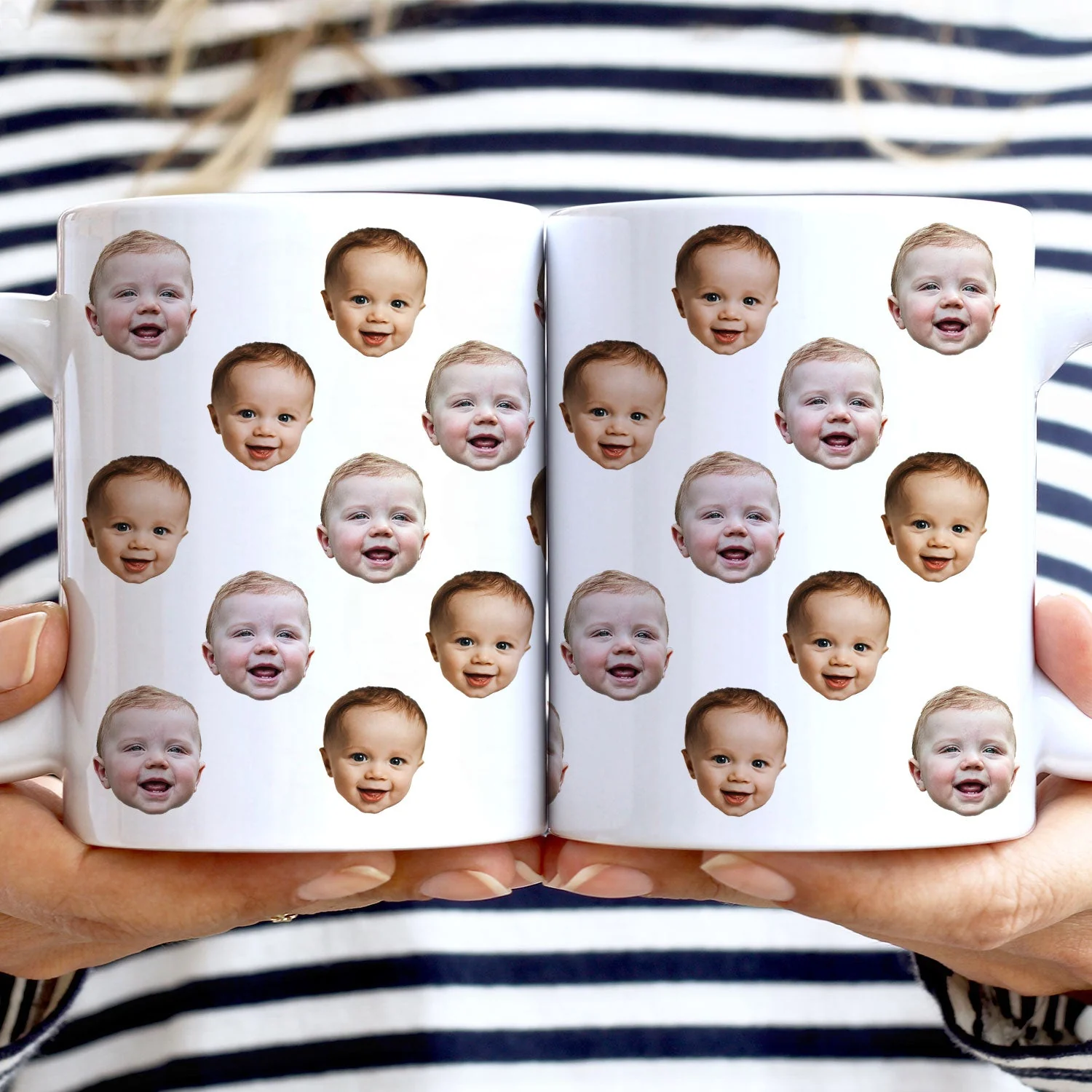 Custom Photo Funny Kid Face - Personalized White Edge-to-Edge Mug - Image 3