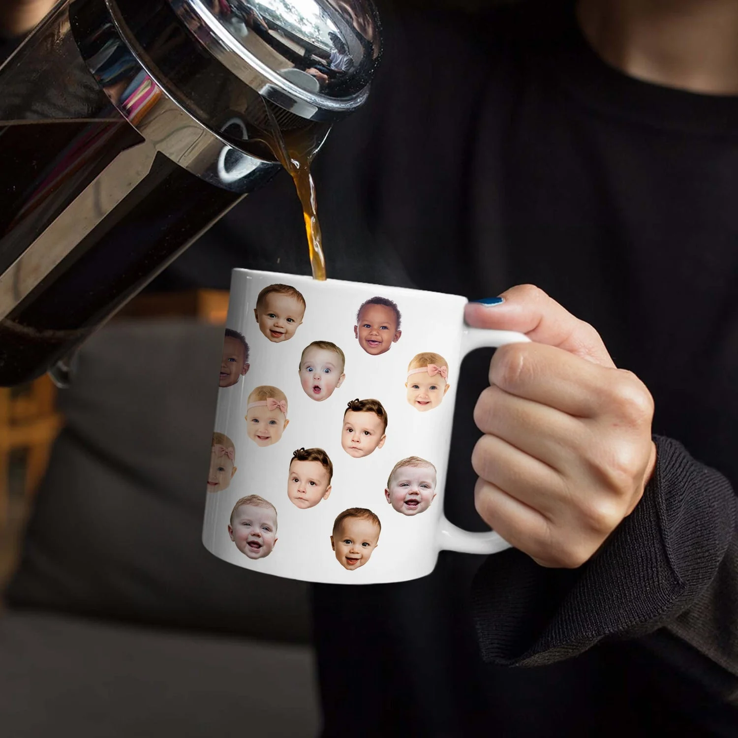 Custom Photo Funny Kid Face - Personalized White Edge-to-Edge Mug - Image 5