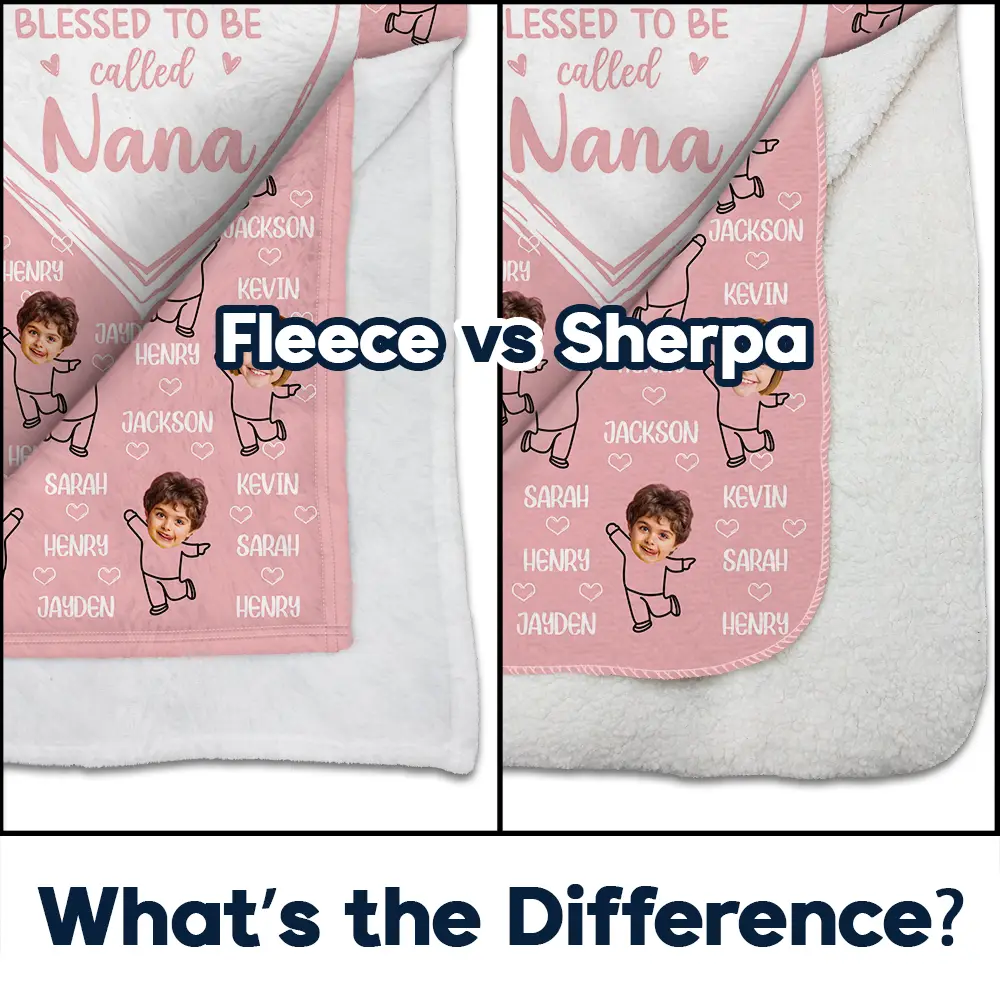Custom Photo Funny Kid Faces For Grandma, Mom - Personalized Fleece Blanket, Sherpa Blanket - Image 5