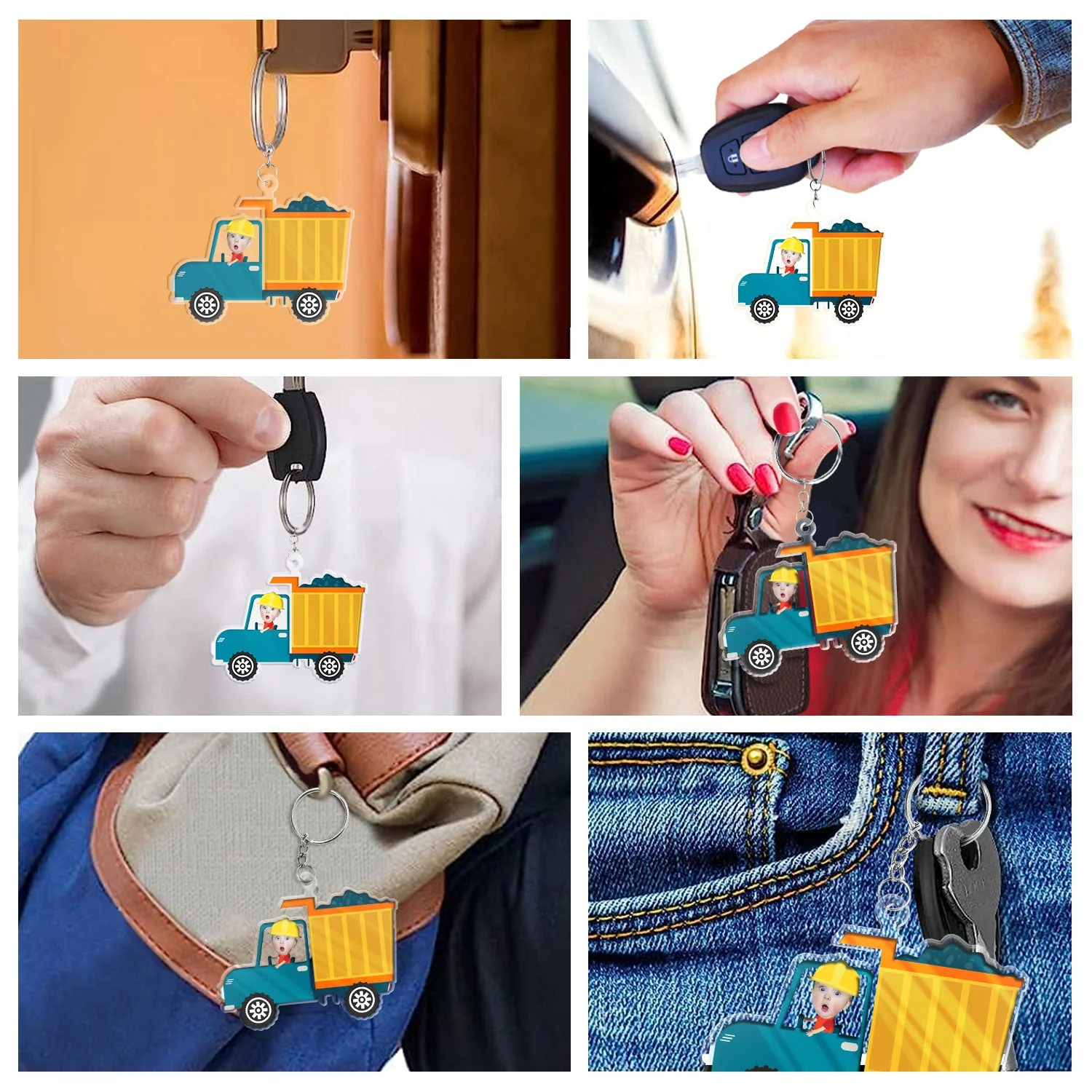 Custom Photo Funny Kid Vehicle - Gift For Children, Grandkids, Parents, Grandparents - Personalized Cutout Acrylic Keychain - Image 7