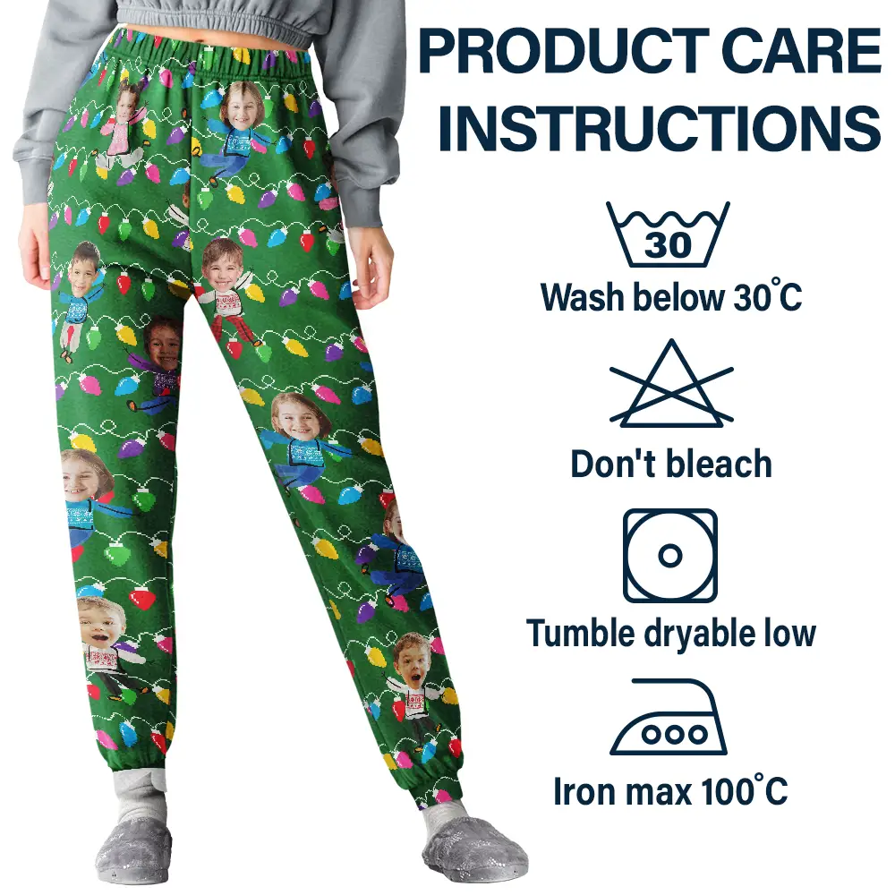 Custom Photo Funny Kids Christmas Light - Personalized Pajama Pants - Image 6