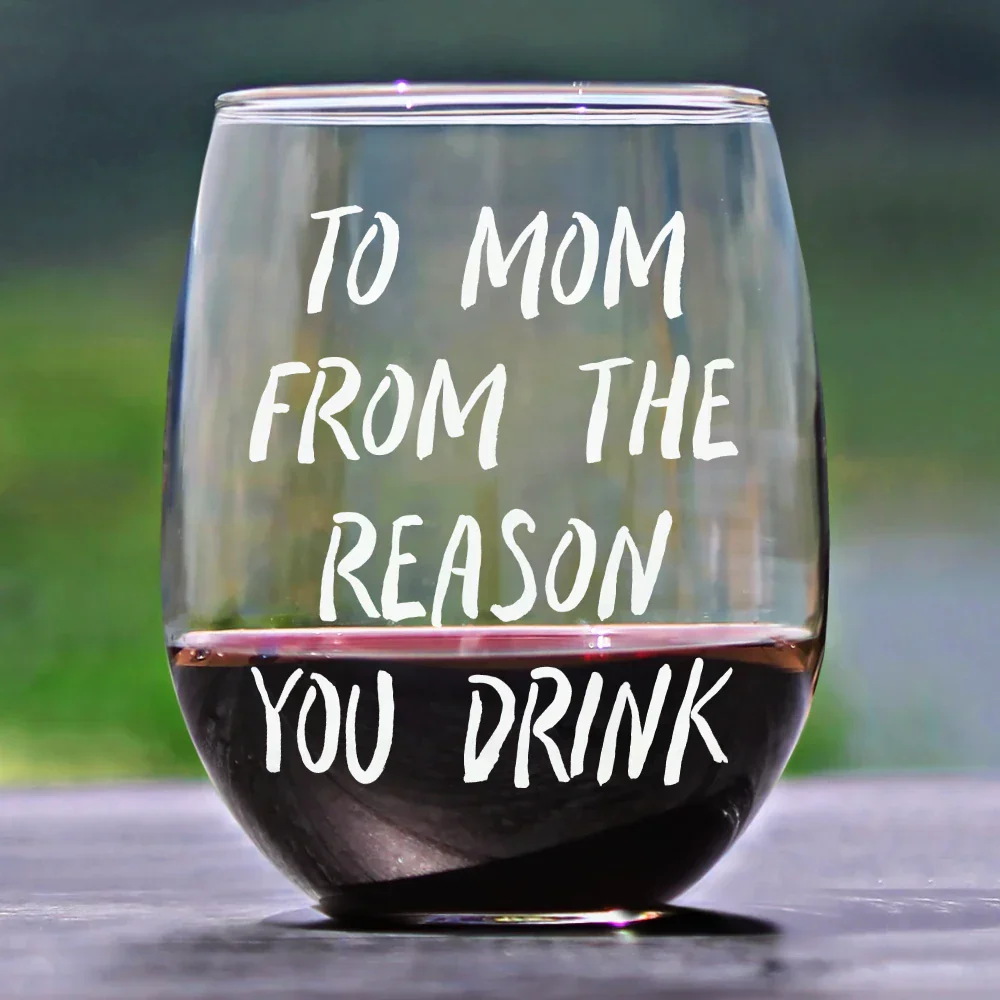 Custom Photo Funny Kids Reason To Drink - Personalized Stemless Wine Glass - Image 3
