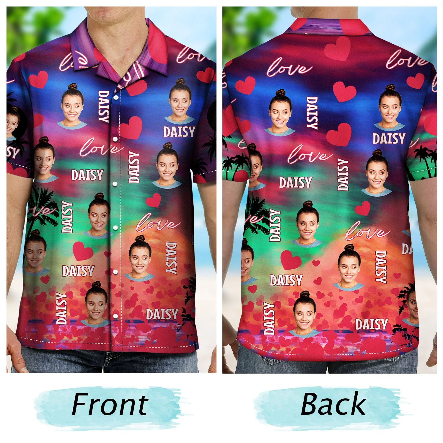 Custom Photo Funny Love - Gift For Husband, Boyfriend - Personalized Hawaiian Shirt - Image 4