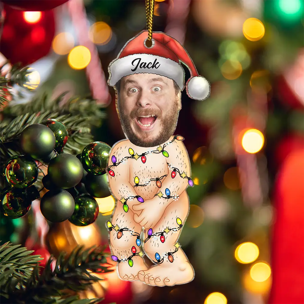 Custom Photo Funny Man Covering Himself - Personalized Cutout Acrylic Ornament - Image 6