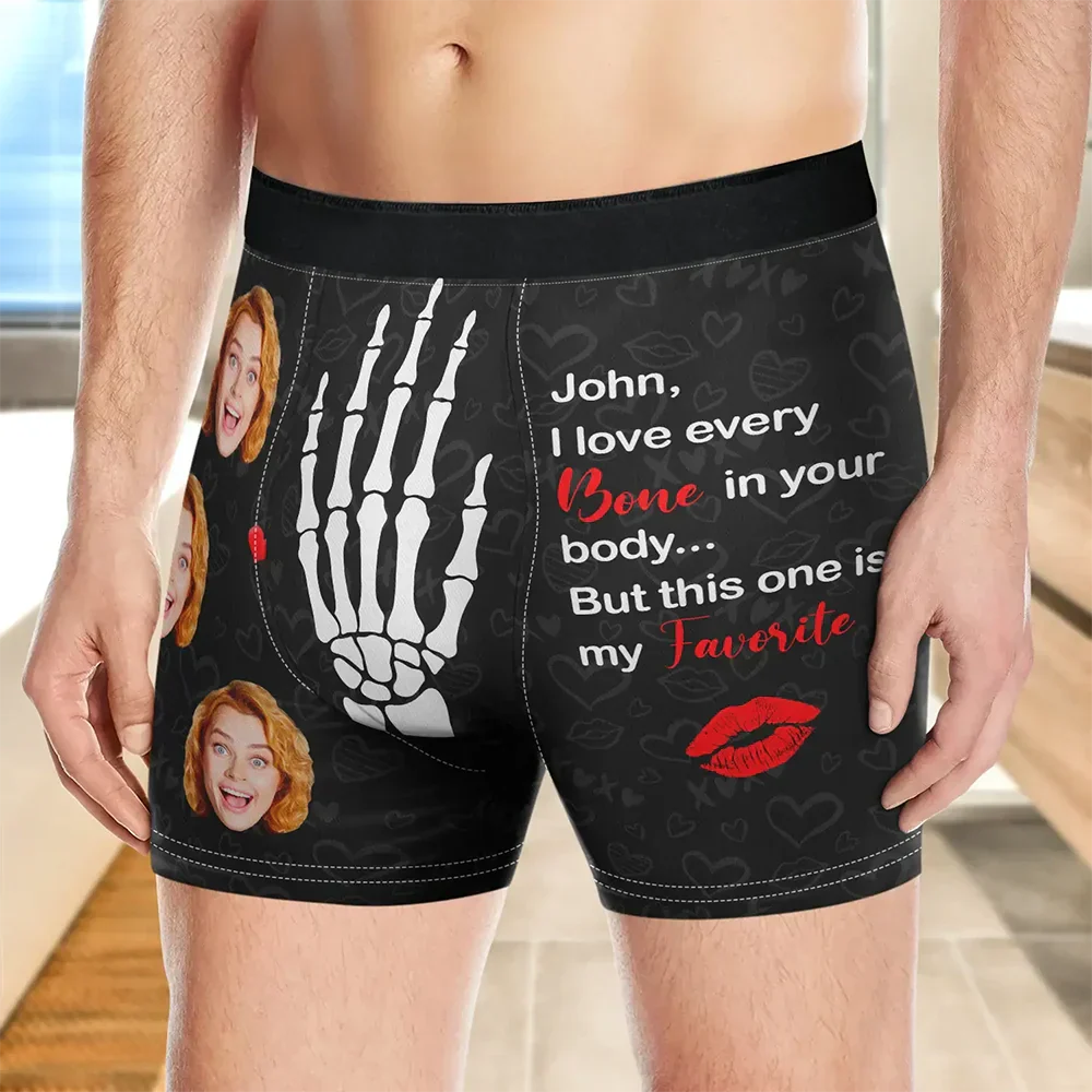 Custom Photo Funny My Favorite Bone - Personalized Men's Boxer Briefs - Image 5