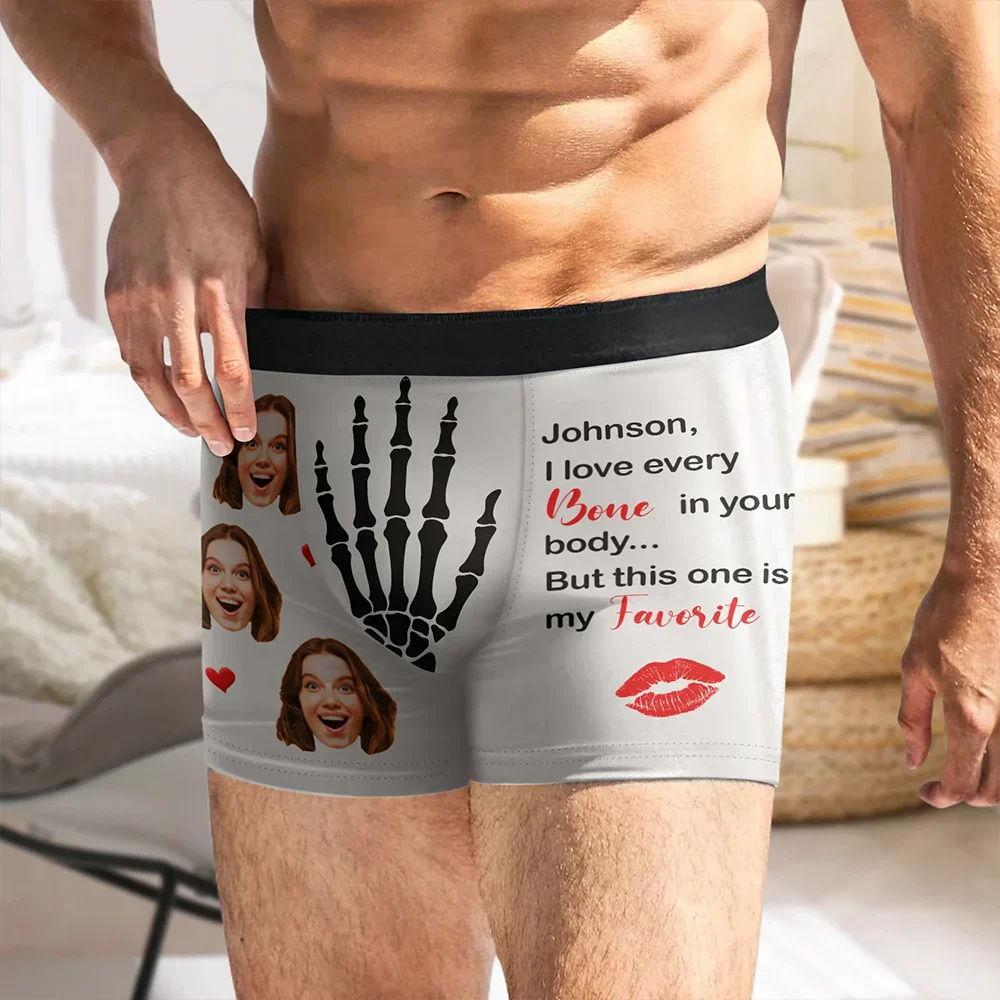 Custom Photo Funny My Favorite Bone - Personalized Men's Boxer Briefs - Image 6