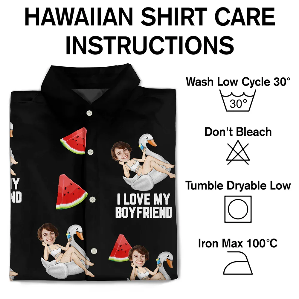 Custom Photo Funny On Flamingo I Love My Lover - Personalized Hawaiian Shirt - Image 7