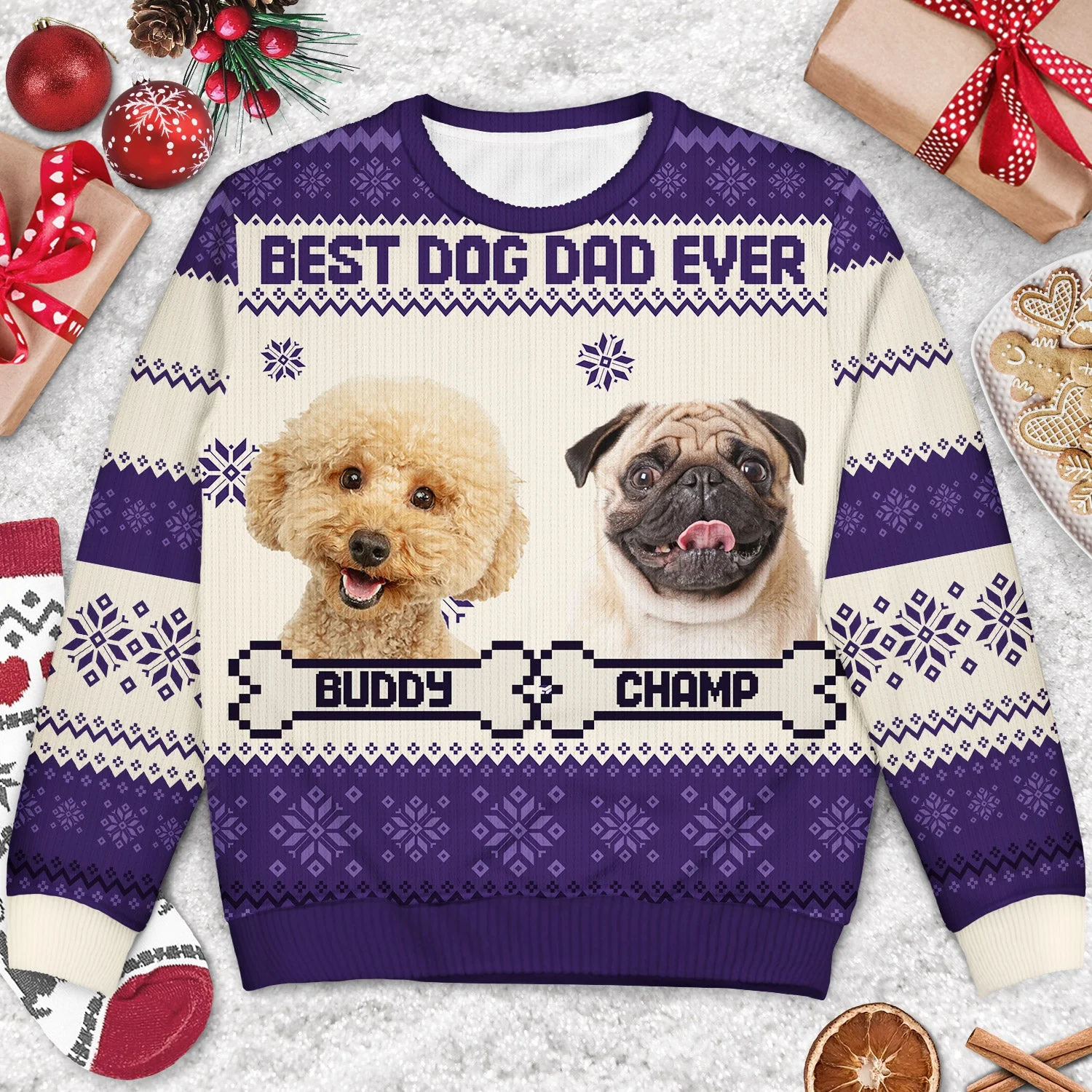 Custom Photo Funny Pet Face Best Dog Mom Ever - Christmas Gift, Gift For Dog Lovers, Dog Mom, Dog Dad, Pet Lovers - Personalized Unisex Ugly Sweater - Image 4