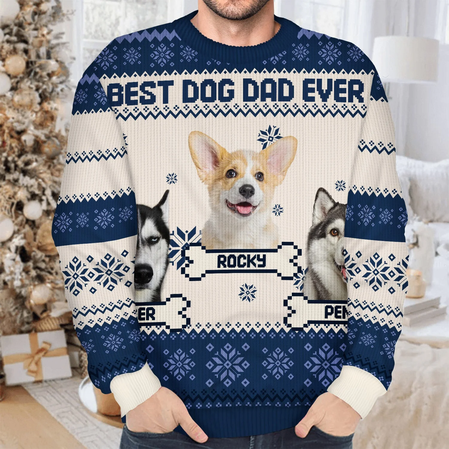 Custom Photo Funny Pet Face Best Dog Mom Ever - Christmas Gift, Gift For Dog Lovers, Dog Mom, Dog Dad, Pet Lovers - Personalized Unisex Ugly Sweater - Image 5