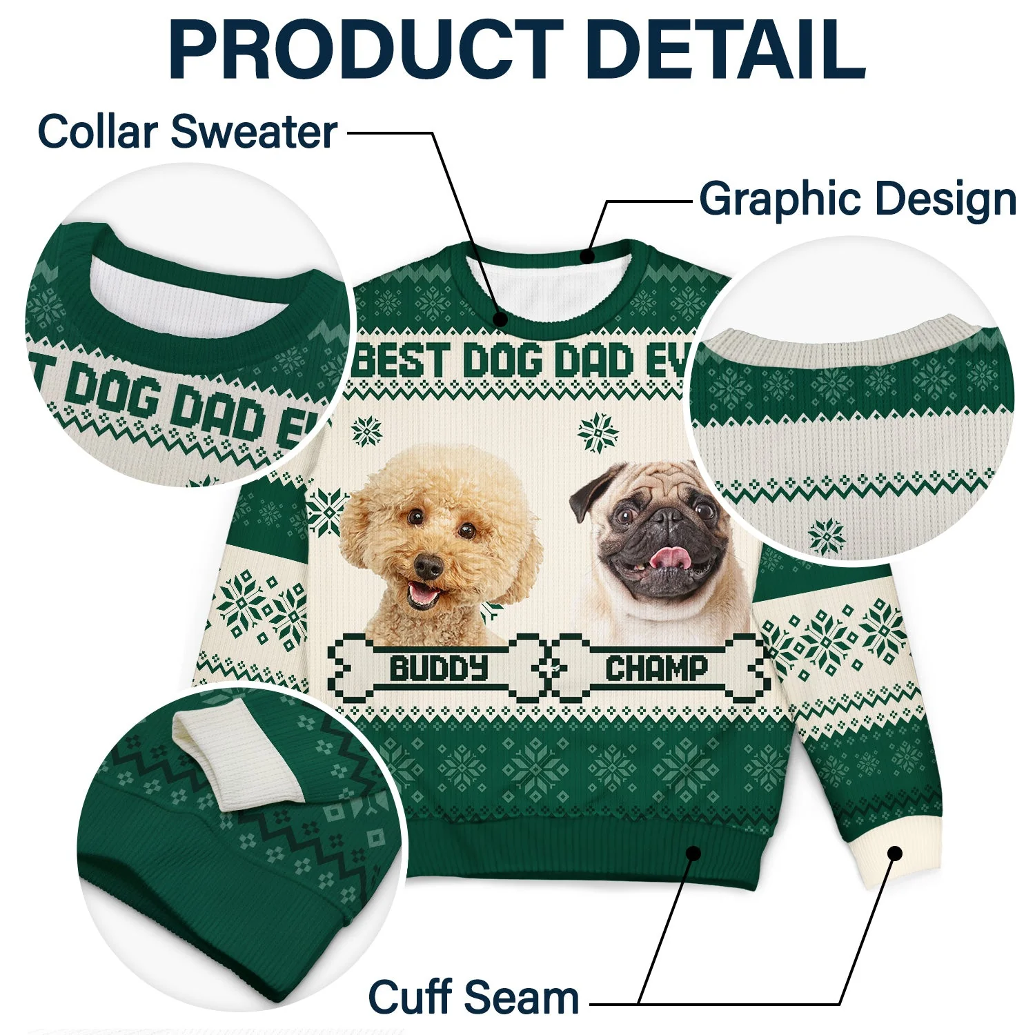 Custom Photo Funny Pet Face Best Dog Mom Ever - Christmas Gift, Gift For Dog Lovers, Dog Mom, Dog Dad, Pet Lovers - Personalized Unisex Ugly Sweater - Image 7