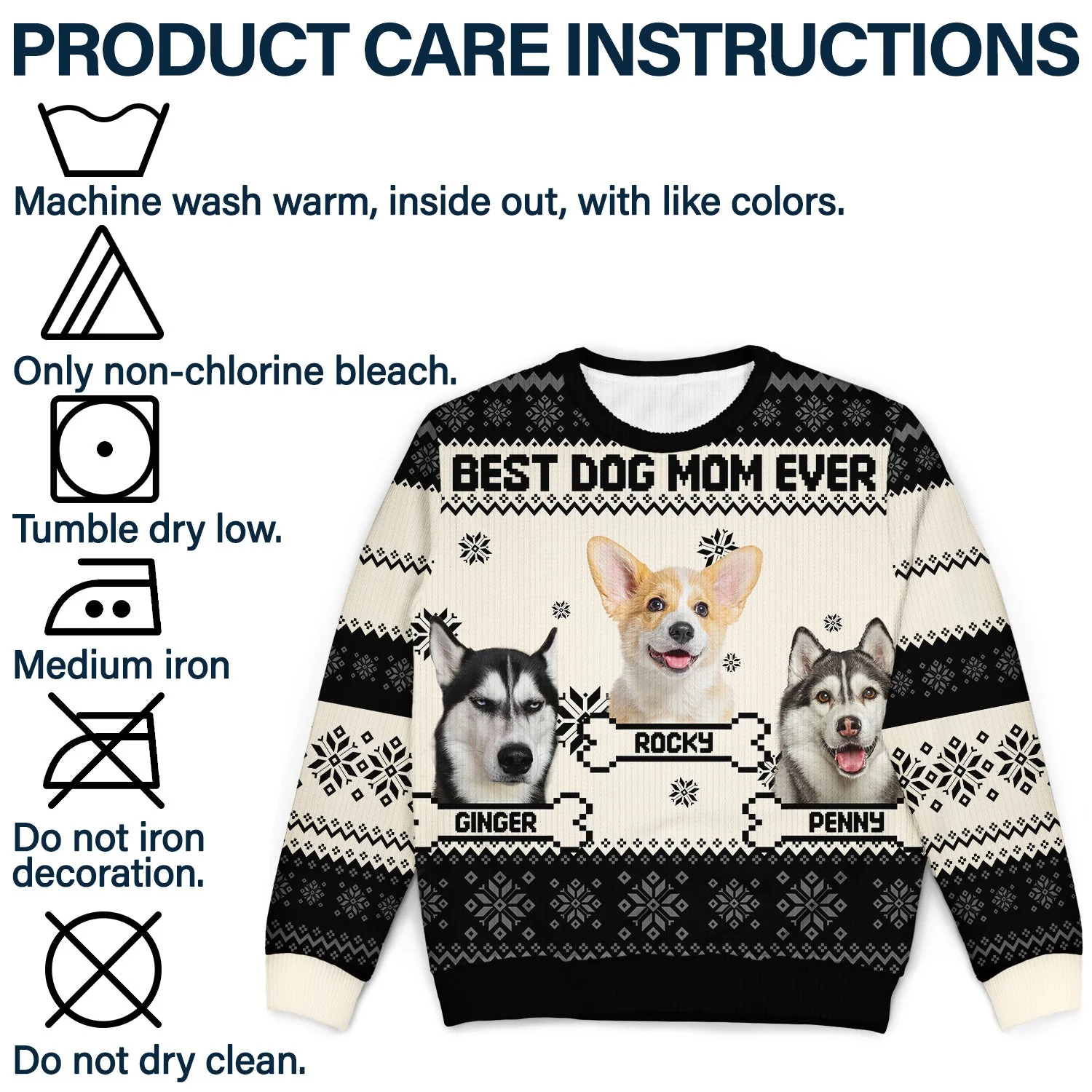 Custom Photo Funny Pet Face Best Dog Mom Ever - Christmas Gift, Gift For Dog Lovers, Dog Mom, Dog Dad, Pet Lovers - Personalized Unisex Ugly Sweater - Image 8