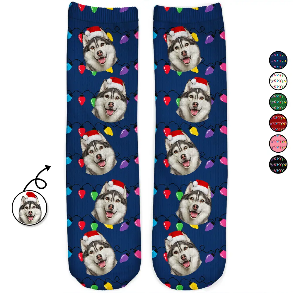Custom Photo Funny Pet Face Family - Personalized Socks