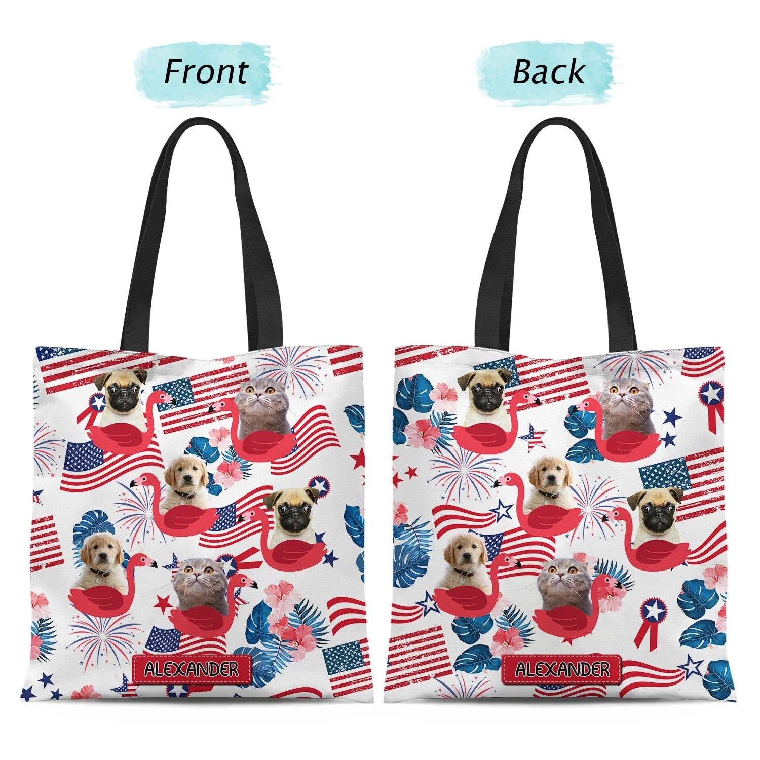 Custom Photo Funny Pet Face - Gift For Women, Dog And Cat Lovers - Personalized Zippered Canvas Bag - Image 2