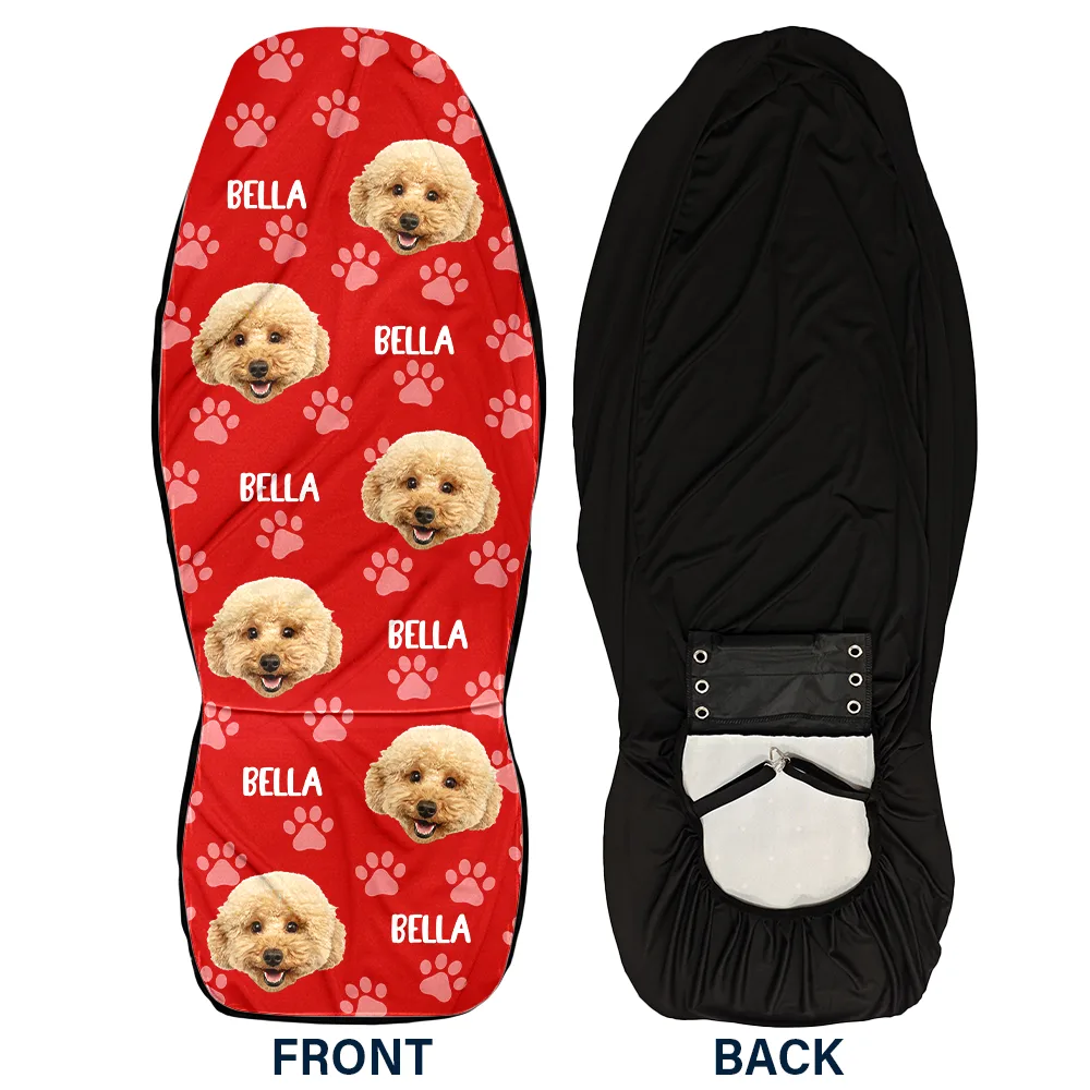 Custom Photo Funny Pet Face Pattern Dog Cat Family - Personalized Car Seat Cover - Image 6