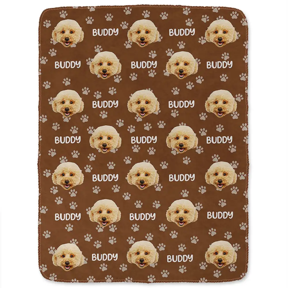 Custom Photo Funny Pet Face Pattern Dog Cat Family - Personalized Fleece Blanket, Sherpa Blanket - Image 3