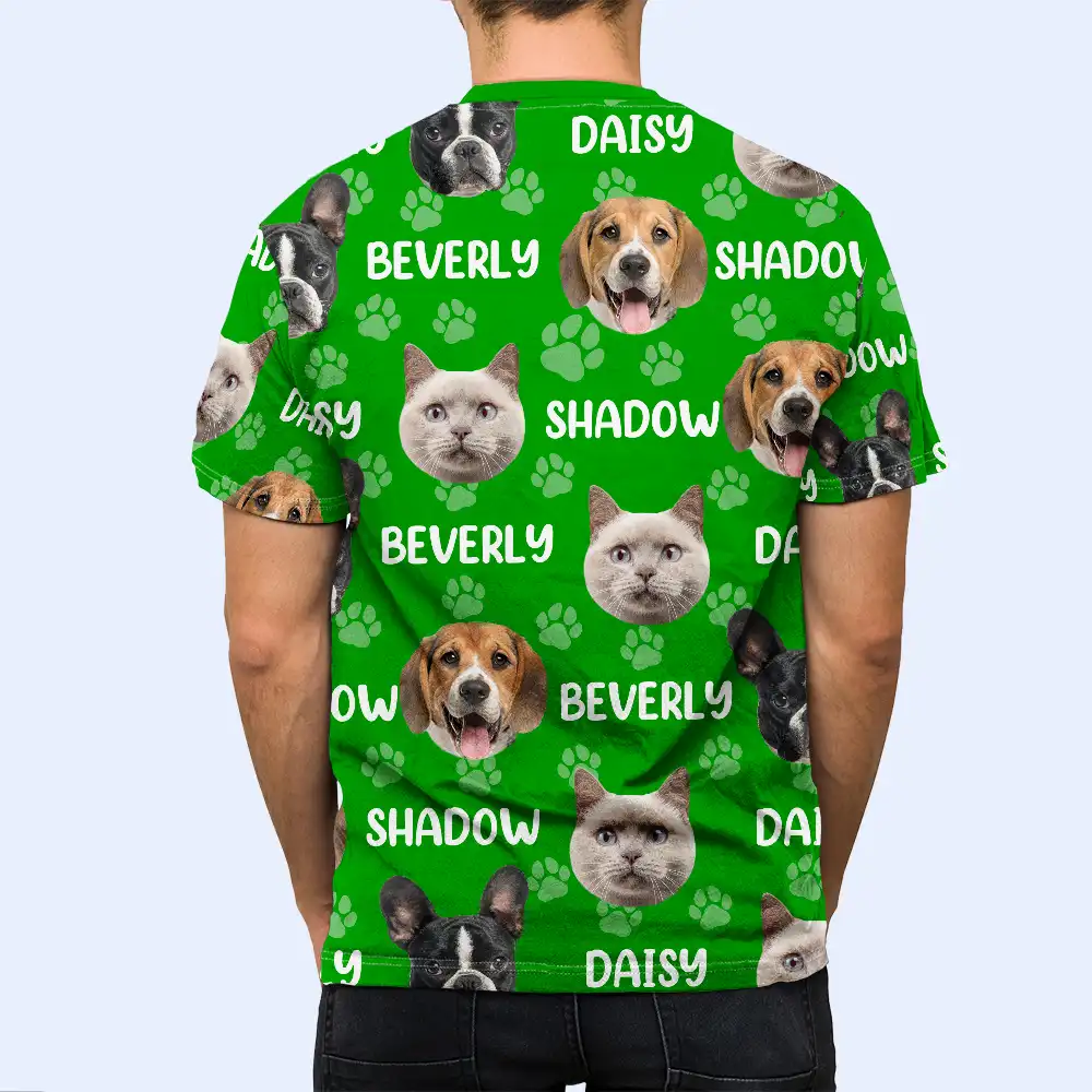 Custom Photo Funny Pet Face Pattern Dog Cat Family - Personalized Full Print T Shirt - Image 7