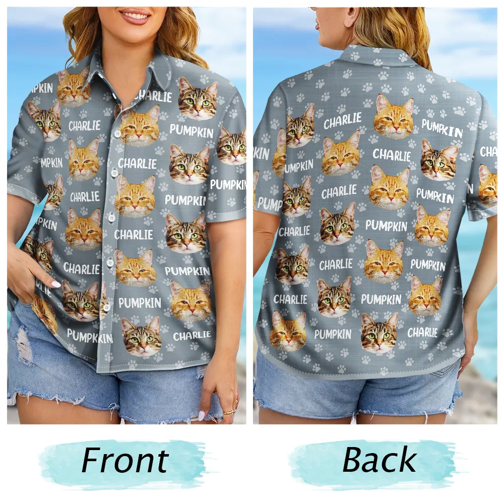 Custom Photo Funny Pet Face Pattern Dog Cat Family - Personalized Hawaiian Shirt - Image 7