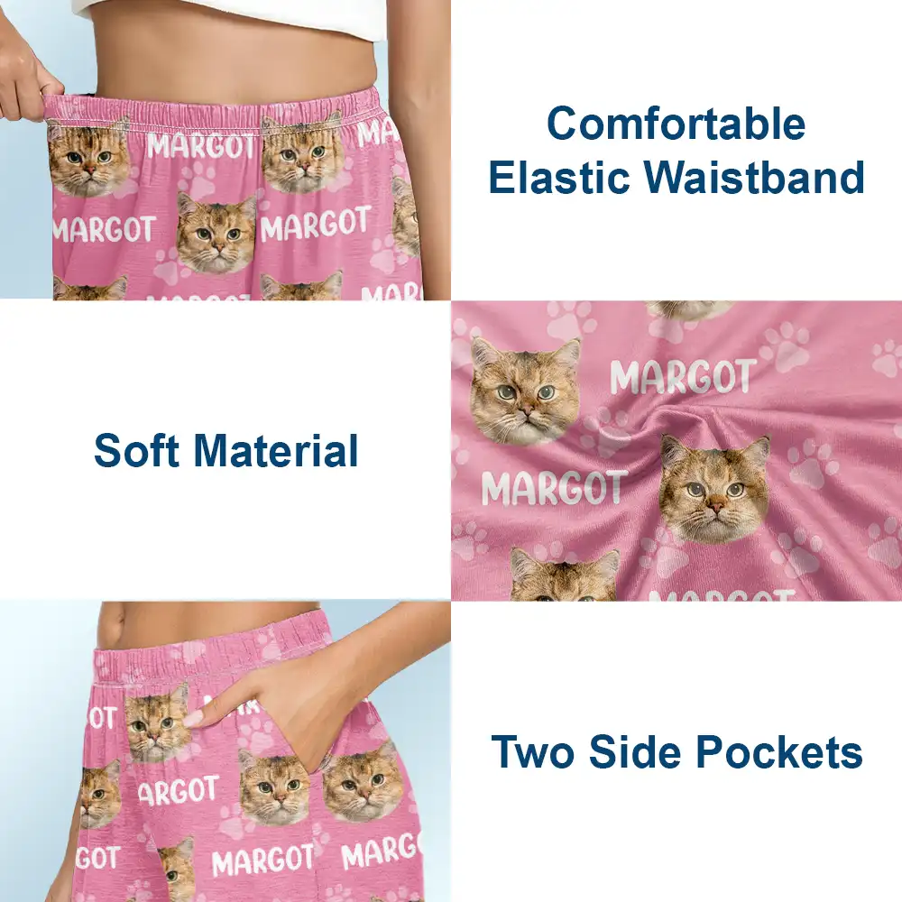 Custom Photo Funny Pet Face Pattern Dog Cat Family - Personalized Pajama Shorts - Image 6