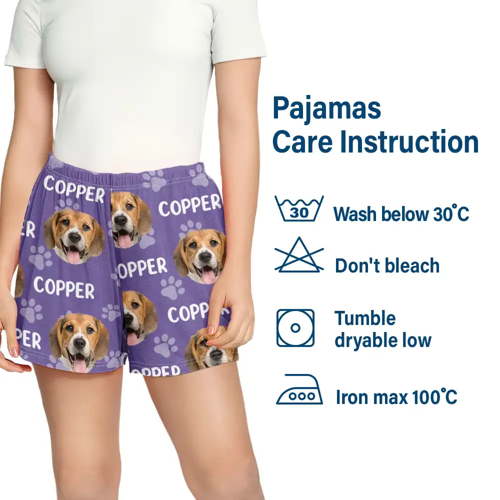 Custom Photo Funny Pet Face Pattern Dog Cat Family - Personalized Pajama Shorts - Image 7