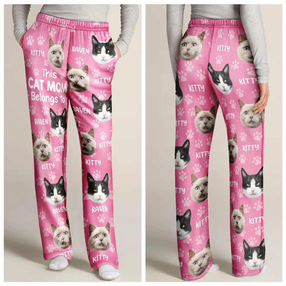 Custom Photo Funny Pet Face This Dog Dad Belongs To - Personalized Pajama Pants - Image 4