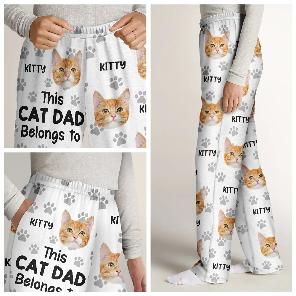 Custom Photo Funny Pet Face This Dog Dad Belongs To - Personalized Pajama Pants - Image 8